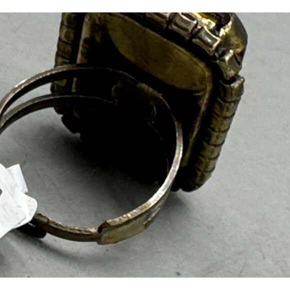 Mariana ring R-7018 797 one size amber rectangle crystals handmade READ NEW - Picture 4 of 4